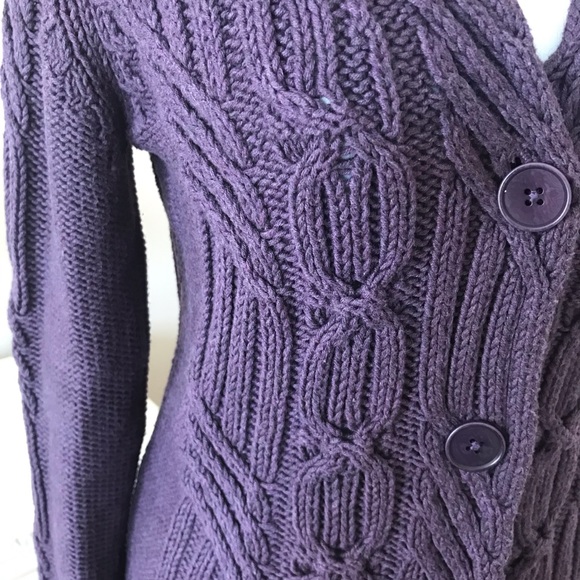 TALBOTS HEAVY CABLE KNIT COTTON CARDIGAN - Picture 2 of 6